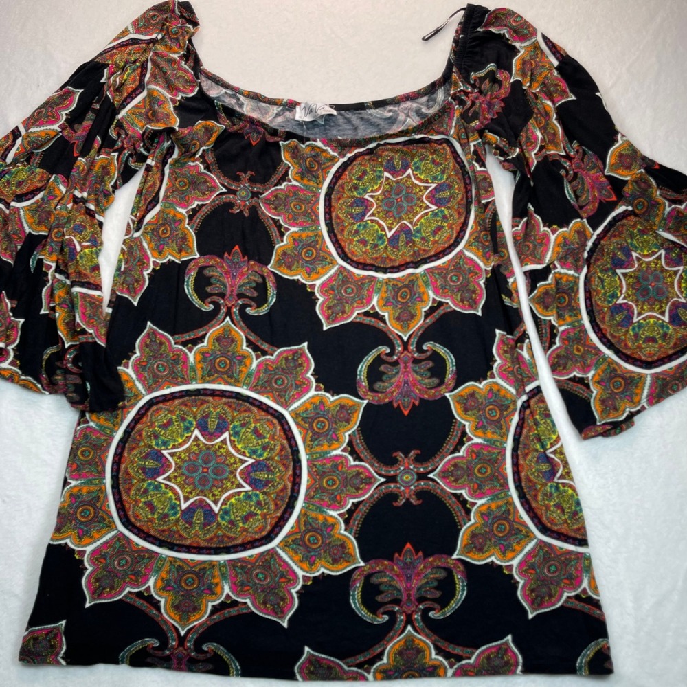 VaVa Tunic Top Women Plus L (XXL)‎ Bell Sleeve Mandala Gypsy Whimsygoth Art Boho